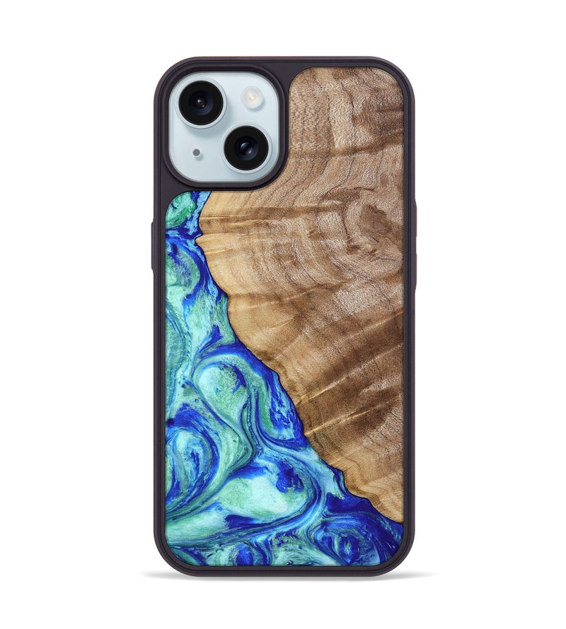 iPhone 15 Wood Phone Case - Jaime (Blue, 807218)