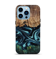 iPhone 14 Pro Wood Live Edge Phone Case - Katy (Blue, 807285)