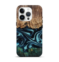 iPhone 15 Pro Wood Live Edge Phone Case - Katy (Blue, 807285)