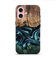 iPhone 16 Wood Live Edge Phone Case - Katy (Blue, 807285)