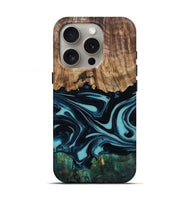 iPhone 16 Pro Wood Live Edge Phone Case - Katy (Blue, 807285)