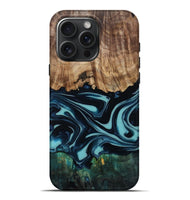 iPhone 16 Pro Max Wood Live Edge Phone Case - Katy (Blue, 807285)