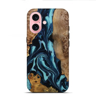iPhone 16 Wood Live Edge Phone Case - Nori (Blue, 807313)
