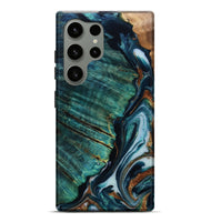 Galaxy S24 Ultra Wood Live Edge Phone Case - Dequan (Teal & Gold, 807315)