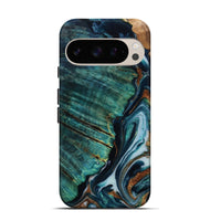 Pixel 10 Wood Live Edge Phone Case - Dequan (Teal & Gold, 807315)