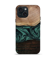 iPhone 15 Wood Live Edge Phone Case - Olga (Green, 807316)
