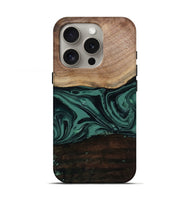 iPhone 16 Pro Wood Live Edge Phone Case - Olga (Green, 807316)