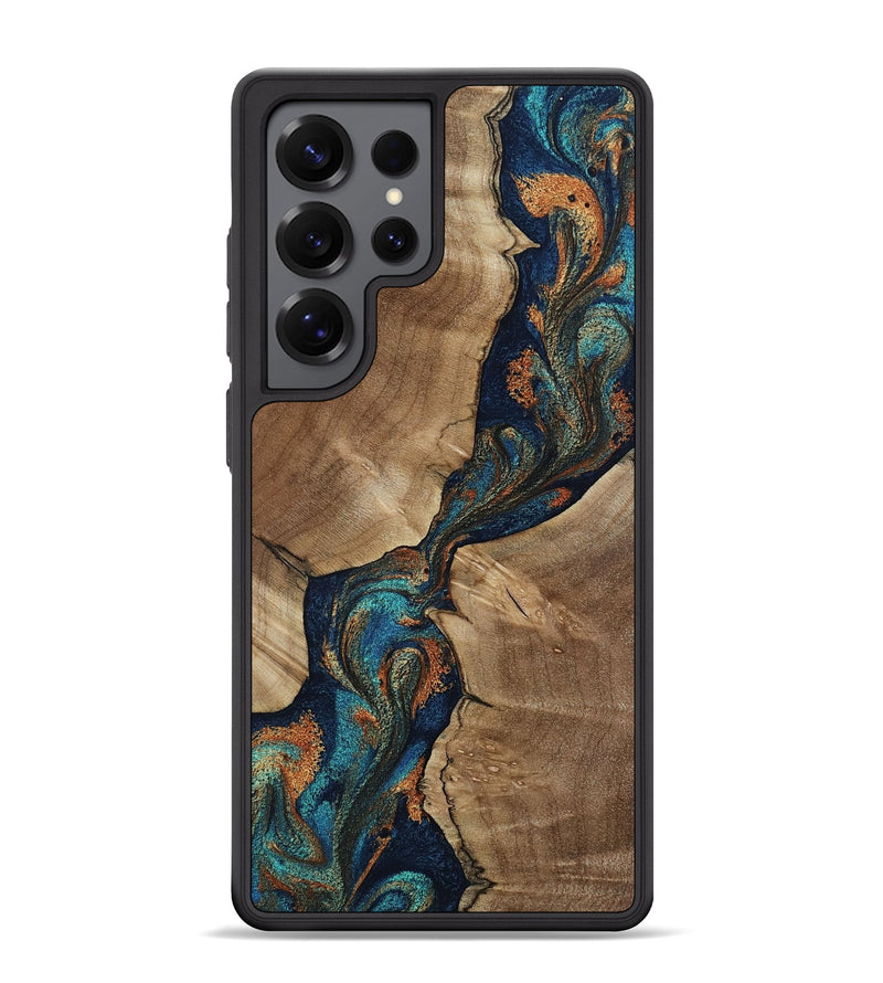 Galaxy S25 Ultra Wood Phone Case - Buster (Teal & Gold, 807322)