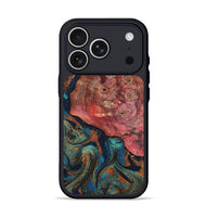 iPhone 17 Pro Wood Phone Case - Amyra (Teal & Gold, 807323)