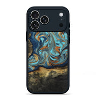 iPhone 17 Pro Max Wood Phone Case - Yesenia (Teal & Gold, 807326)