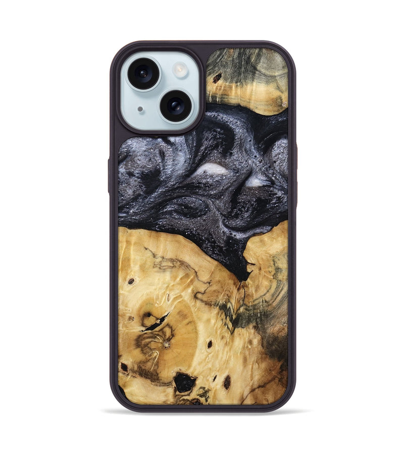 iPhone 15 Wood Phone Case - Jules (Black & White, 807336)