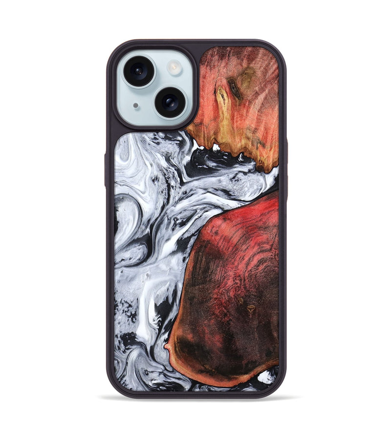 iPhone 15 Wood Phone Case - Evans (Black & White, 807337)