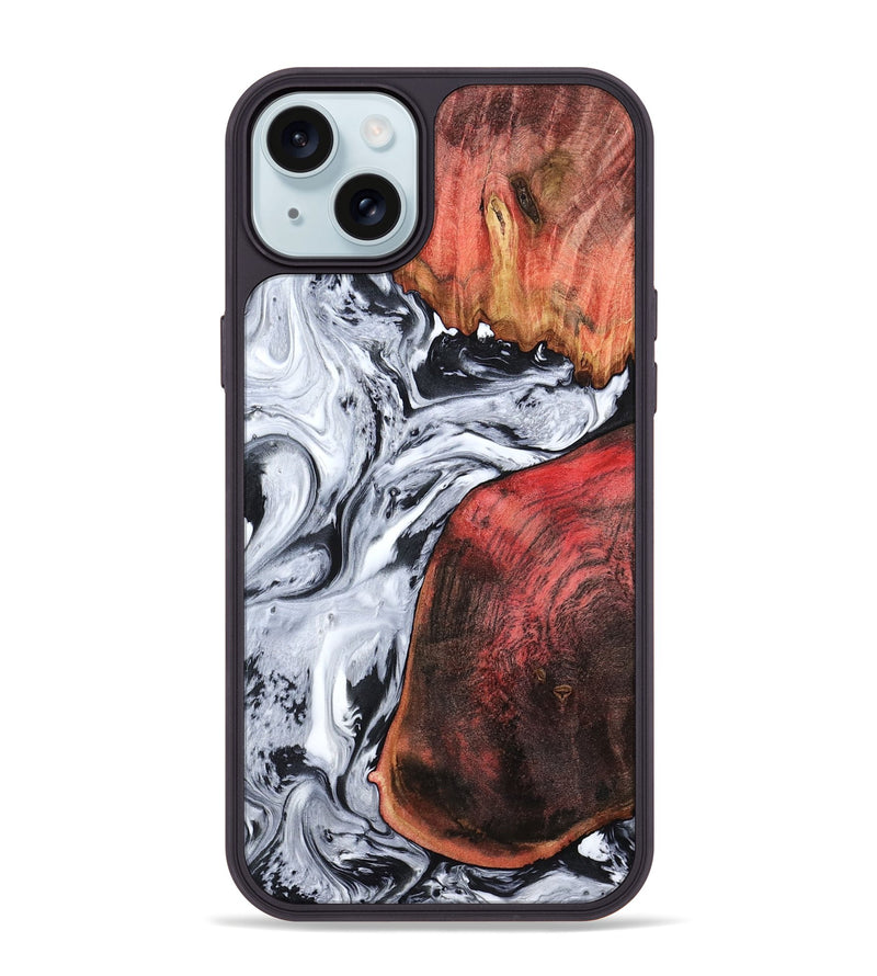 iPhone 15 Plus Wood Phone Case - Evans (Black & White, 807337)