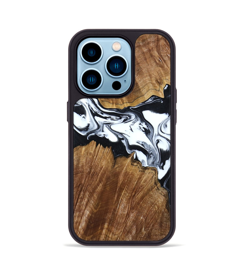 iPhone 14 Pro Wood Phone Case - Orin (Black & White, 807339)