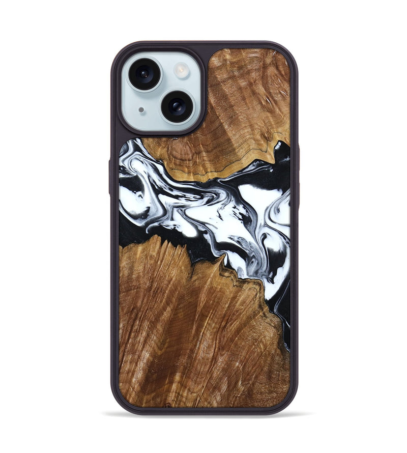 iPhone 15 Wood Phone Case - Orin (Black & White, 807339)