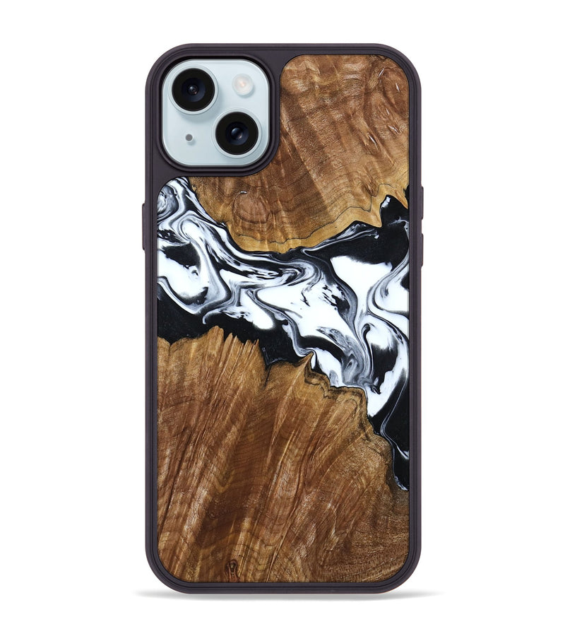 iPhone 15 Plus Wood Phone Case - Orin (Black & White, 807339)