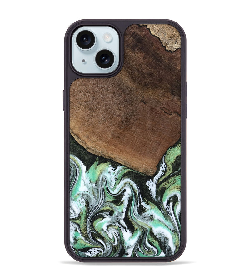 iPhone 15 Plus Wood Phone Case - Cindi (Green, 807345)