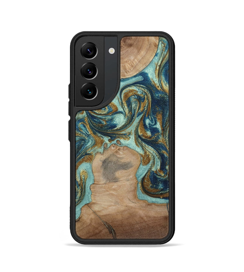 Galaxy S22 Wood Phone Case - Leeann (Teal & Gold, 807411)