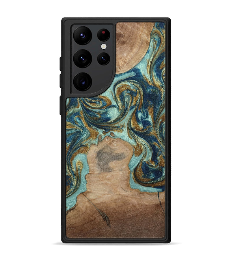 Galaxy S22 Ultra Wood Phone Case - Leeann (Teal & Gold, 807411)