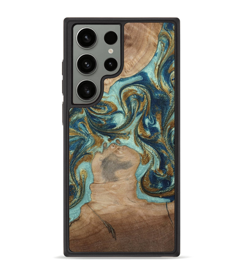 Galaxy S23 Ultra Wood Phone Case - Leeann (Teal & Gold, 807411)