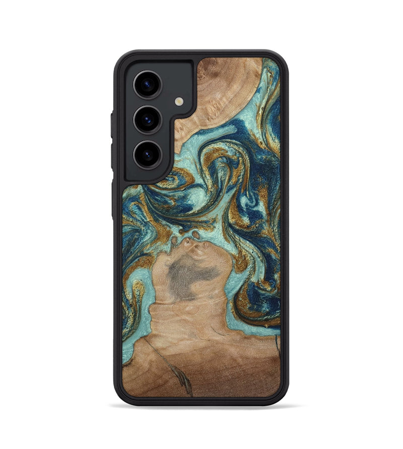 Galaxy S24 Wood Phone Case - Leeann (Teal & Gold, 807411)