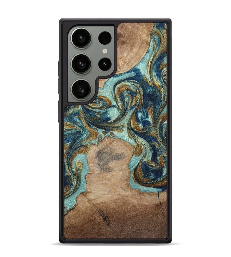 Galaxy S24 Ultra Wood Phone Case - Leeann (Teal & Gold, 807411)