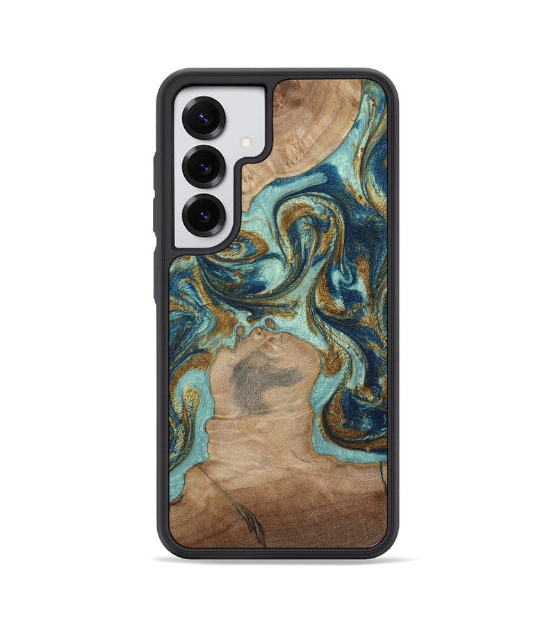 Galaxy S25 Wood Phone Case - Leeann (Teal & Gold, 807411)