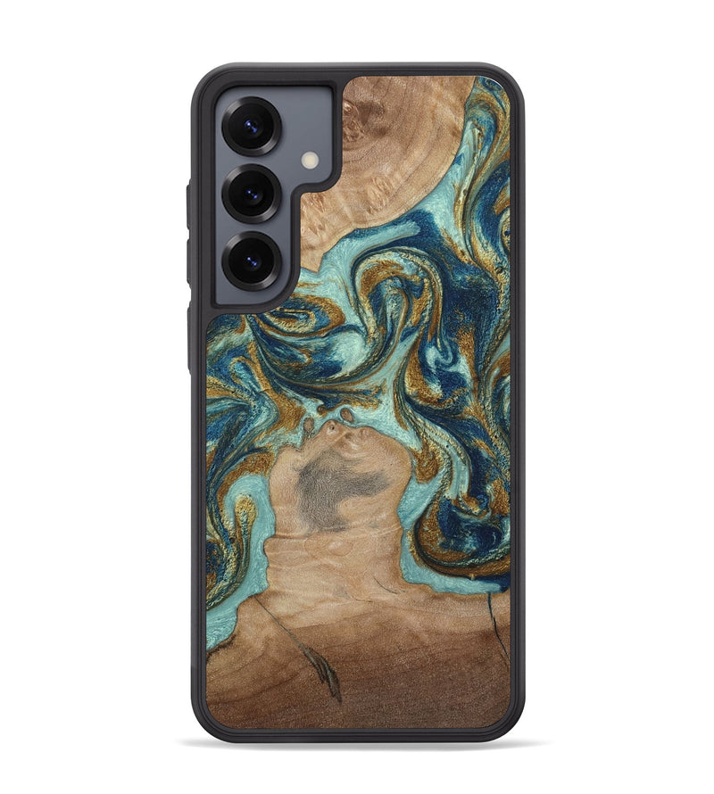 Galaxy S25 Plus Wood Phone Case - Leeann (Teal & Gold, 807411)