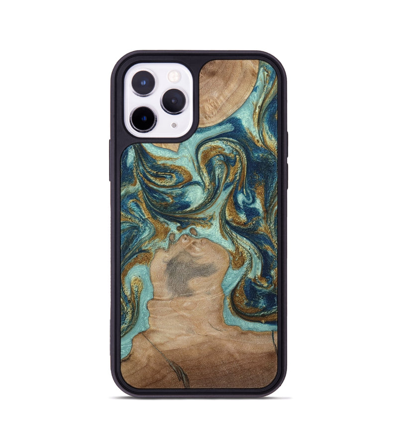 iPhone 11 Pro Wood Phone Case - Leeann (Teal & Gold, 807411)