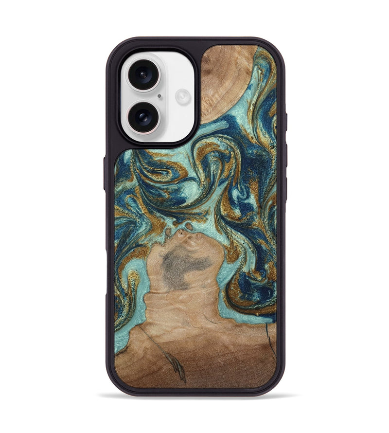 iPhone 17 Wood Phone Case - Leeann (Teal & Gold, 807411)
