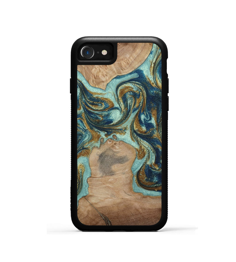 iPhone SE Wood Phone Case - Leeann (Teal & Gold, 807411)
