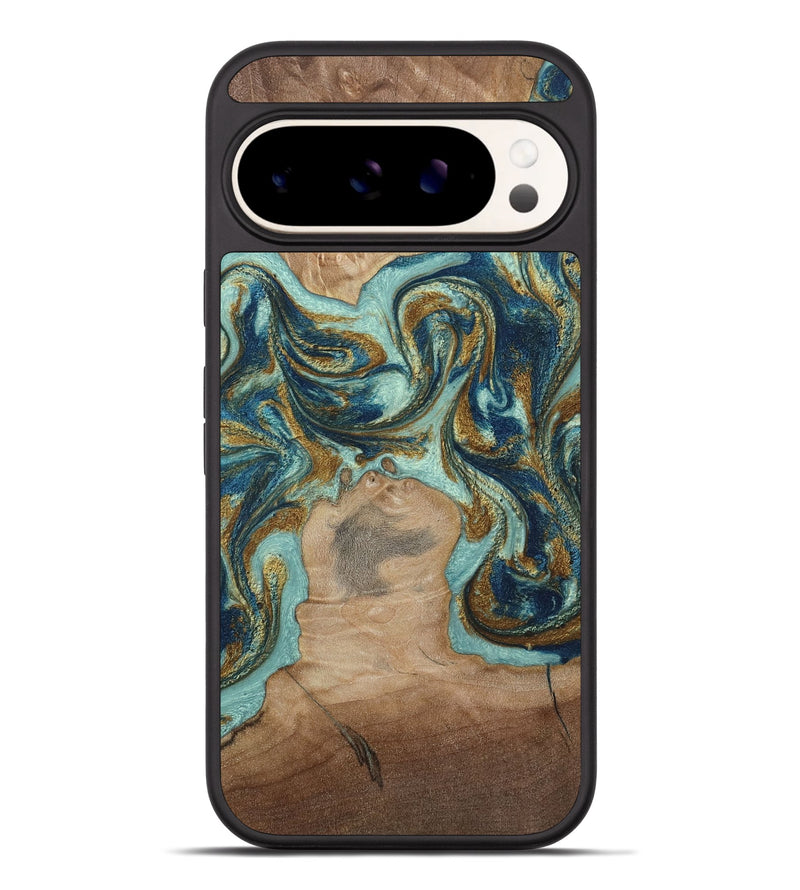 Pixel 9 Pro XL Wood Phone Case - Leeann (Teal & Gold, 807411)