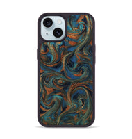iPhone 15 ResinArt Phone Case - Allyssa (Teal & Gold, 807412)