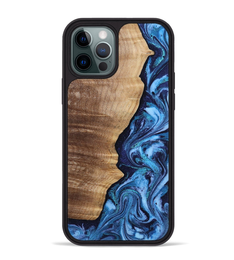 iPhone 12 Pro Max Wood Phone Case - Christy (Blue, 807436)