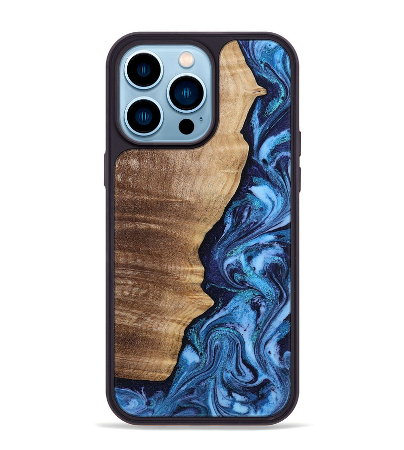 iPhone 14 Pro Max Wood Phone Case - Christy (Blue, 807436)