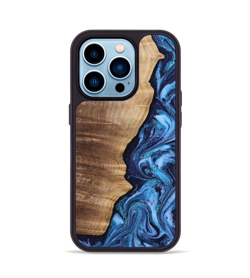 iPhone 14 Pro Wood Phone Case - Christy (Blue, 807436)