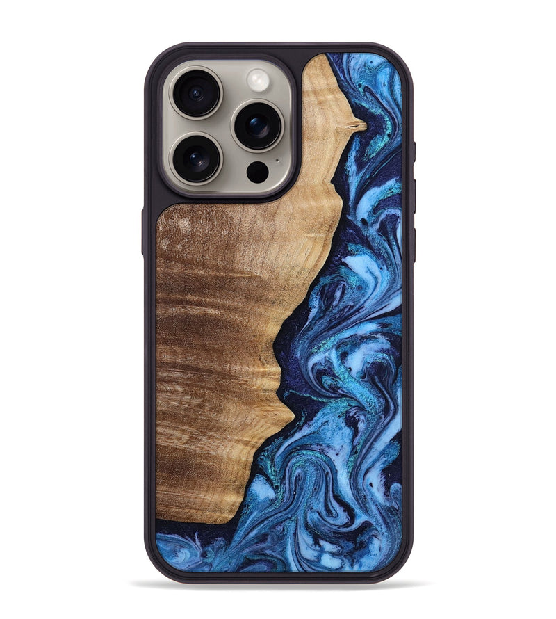 iPhone 15 Pro Max Wood Phone Case - Christy (Blue, 807436)