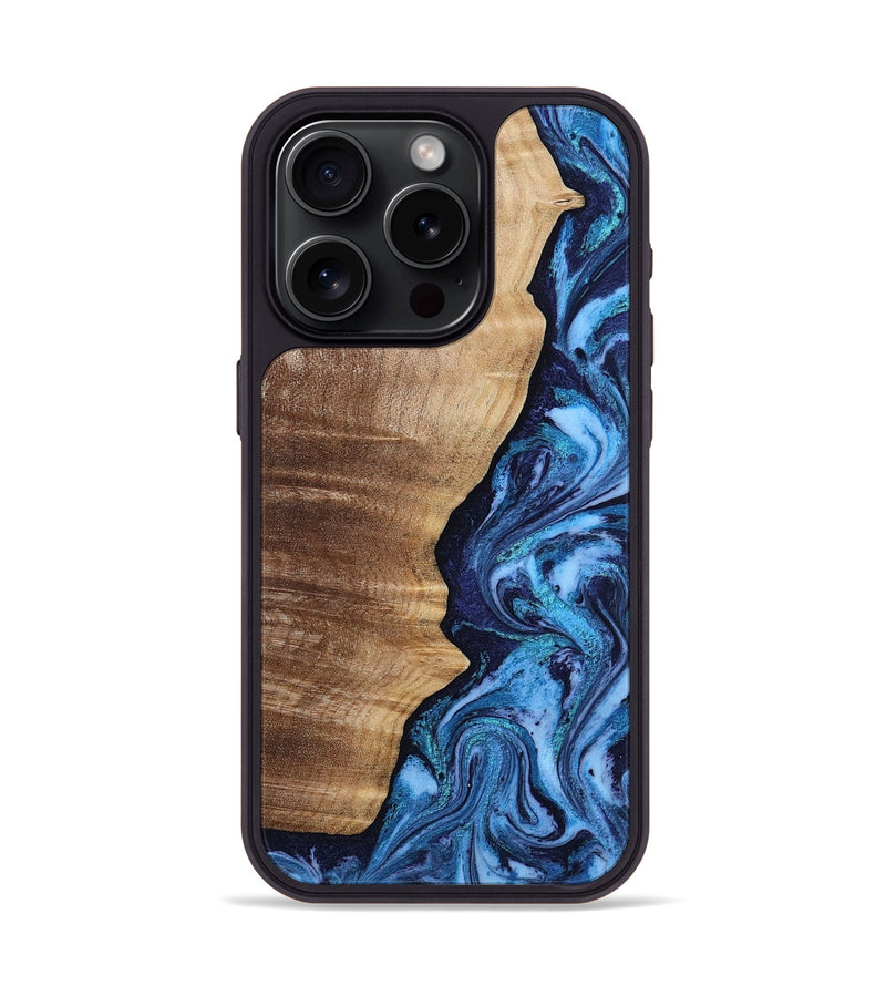 iPhone 15 Pro Wood Phone Case - Christy (Blue, 807436)