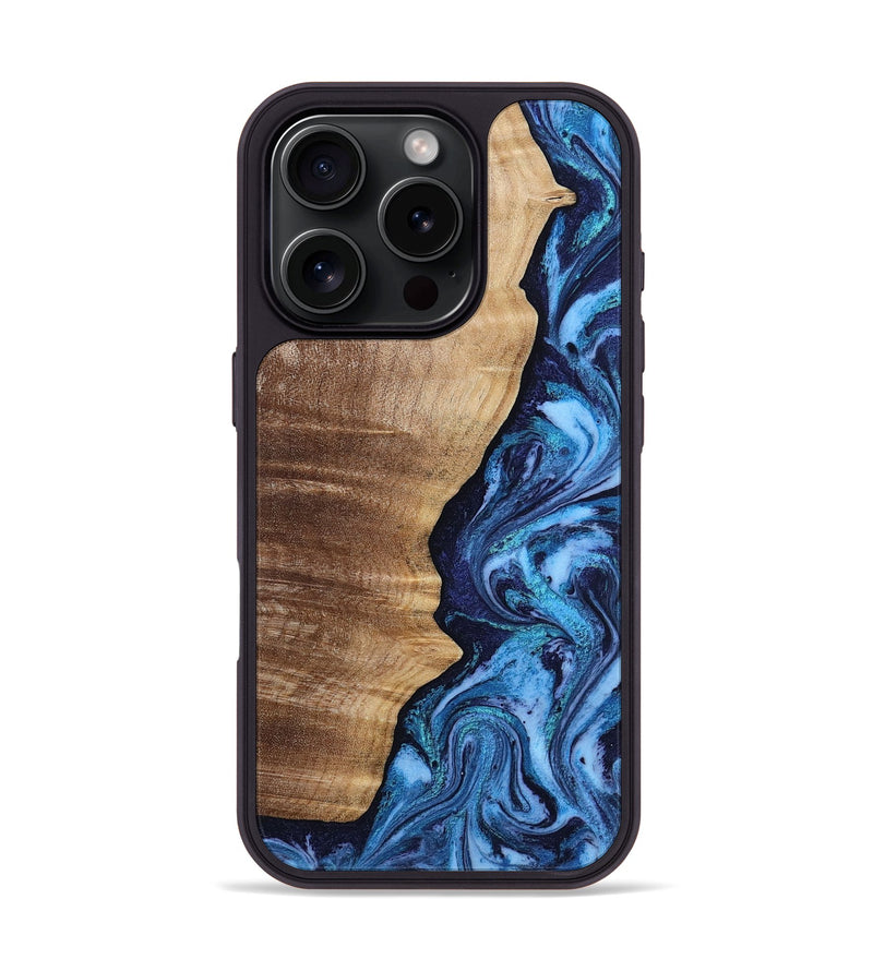 iPhone 16 Pro Wood Phone Case - Christy (Blue, 807436)