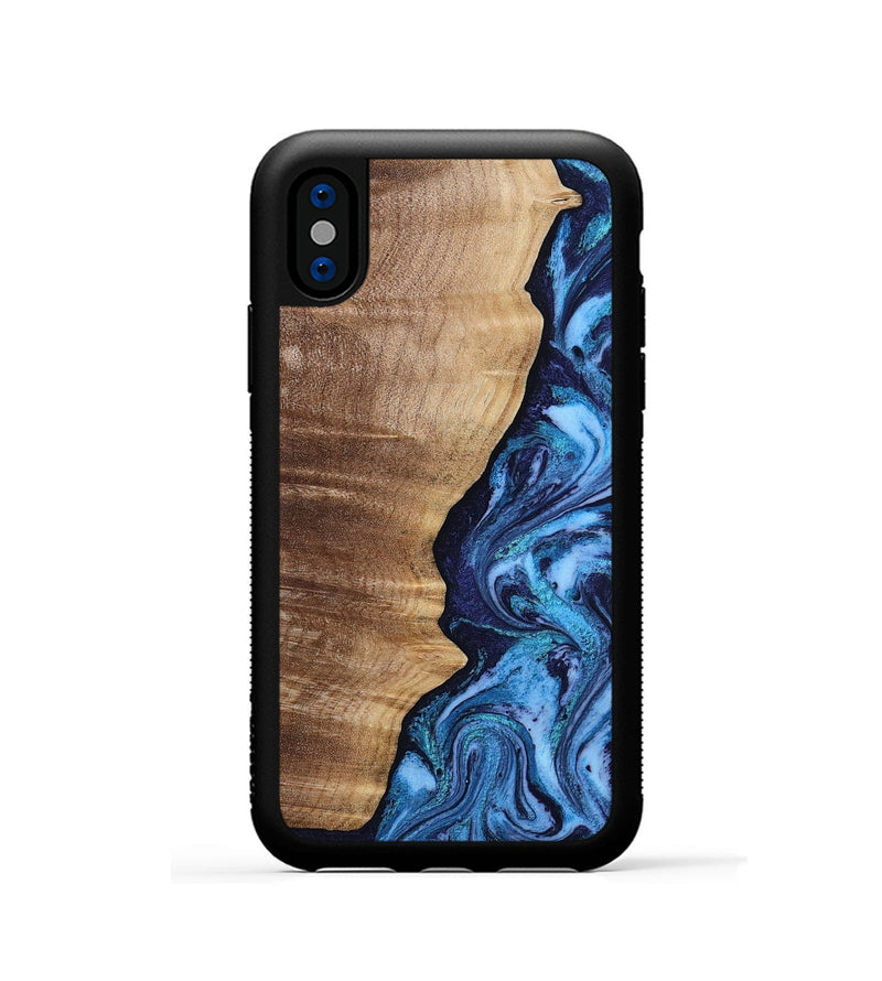 iPhone Xs Wood Phone Case - Christy (Blue, 807436)