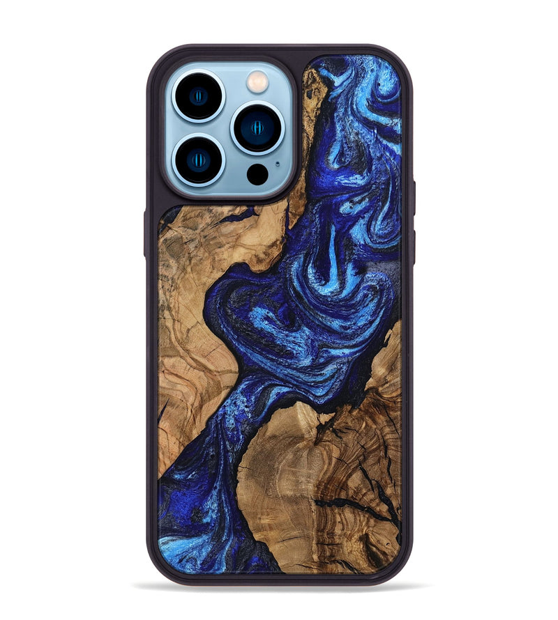 iPhone 14 Pro Max Wood Phone Case - Stacia (Blue, 807438)