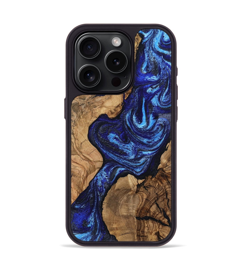 iPhone 15 Pro Wood Phone Case - Stacia (Blue, 807438)