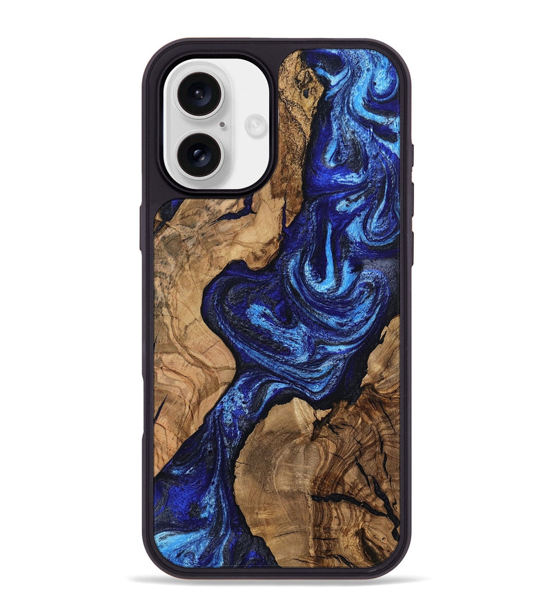 iPhone 16 Plus Wood Phone Case - Stacia (Blue, 807438)