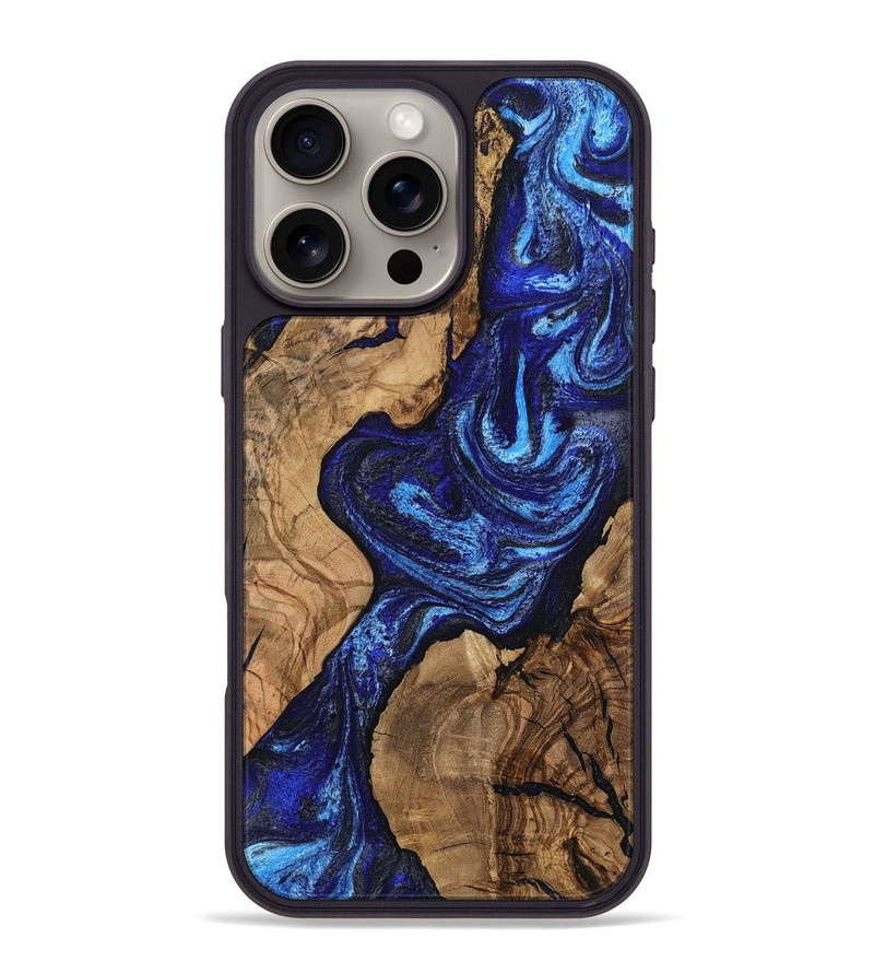 iPhone 16 Pro Max Wood Phone Case - Stacia (Blue, 807438)