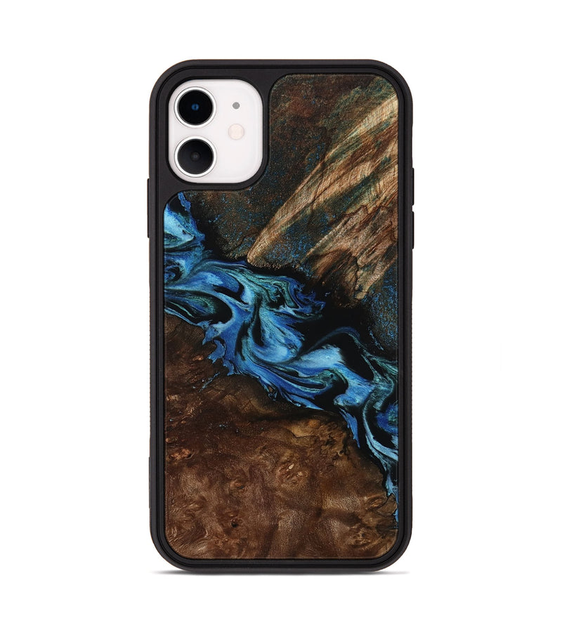 iPhone 11 Wood Phone Case - Porsha (Blue, 807442)