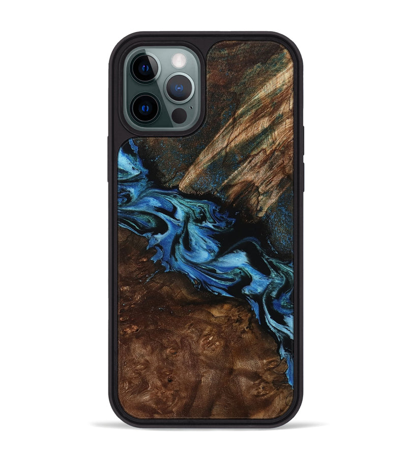 iPhone 12 Pro Max Wood Phone Case - Porsha (Blue, 807442)