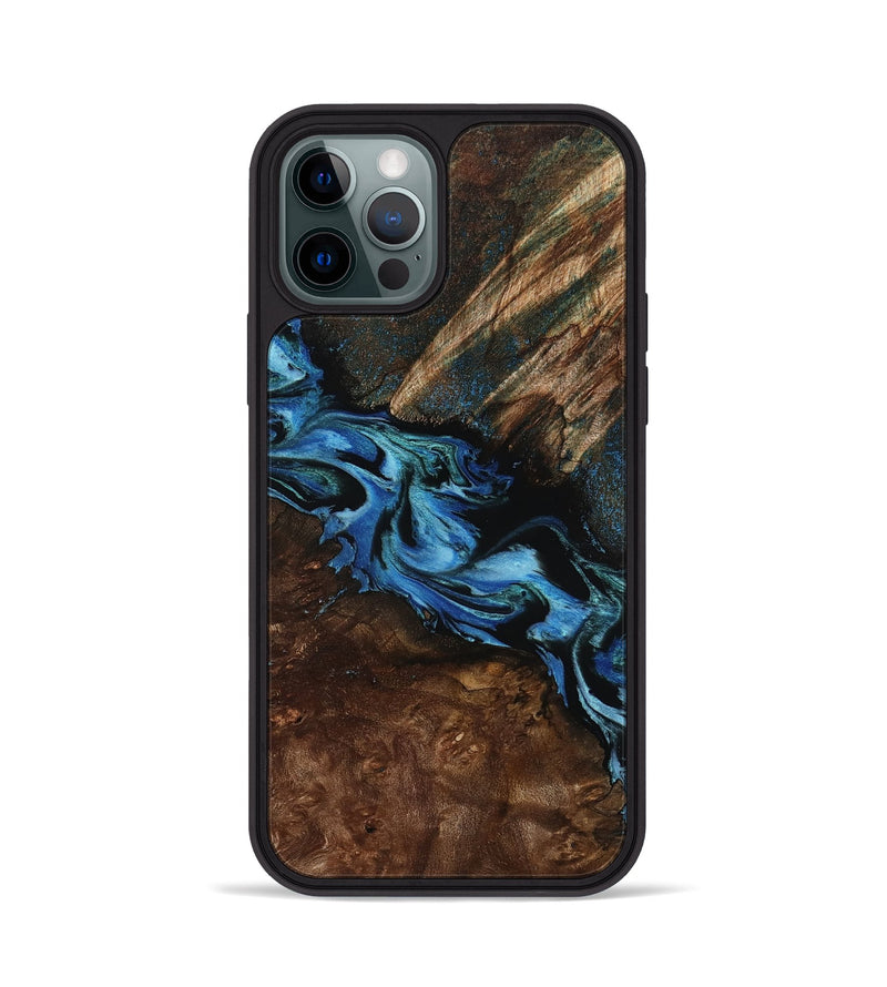 iPhone 12 Pro Wood Phone Case - Porsha (Blue, 807442)