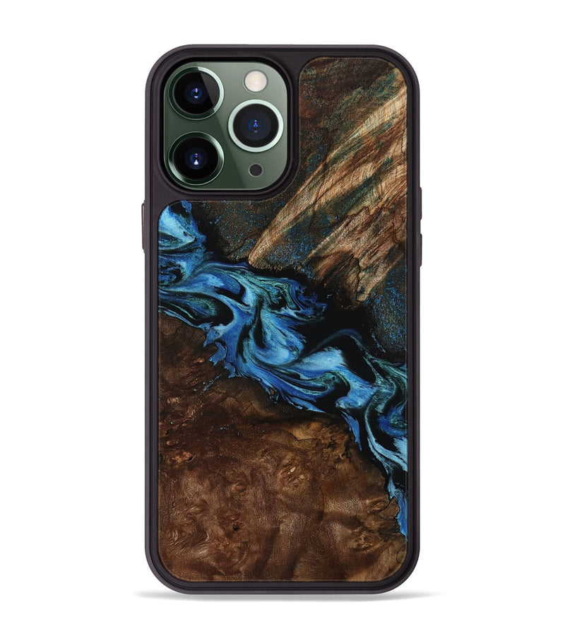 iPhone 13 Pro Max Wood Phone Case - Porsha (Blue, 807442)