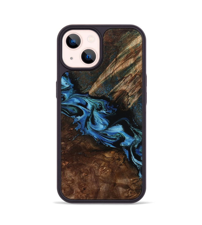iPhone 14 Wood Phone Case - Porsha (Blue, 807442)