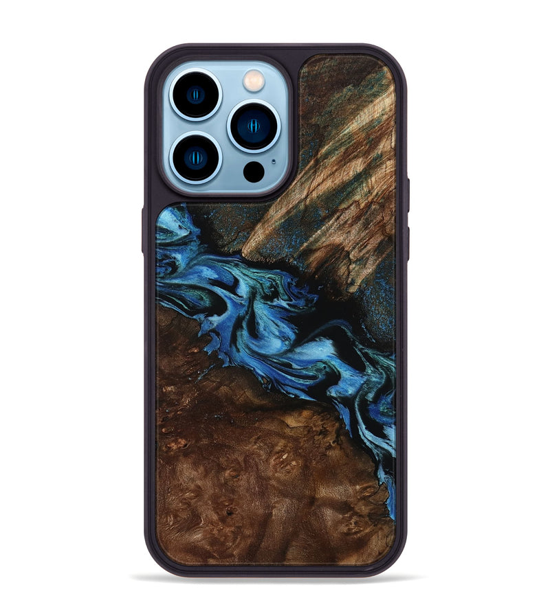 iPhone 14 Pro Max Wood Phone Case - Porsha (Blue, 807442)